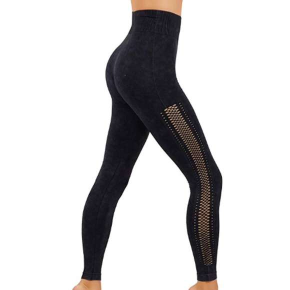 Yelete Pants - Faded black workout leggings full length